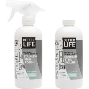 image:imageBETTER LIFE Stainless Steel Cleaner  2 Pack 16 oz StreakFree Stainless Steel Polish for Kitchen Sinks Stoves Metal Appliance Refrigerator  Removes Grease amp Water Stains  ChamomileLavender16 Fl Oz Pack of 2