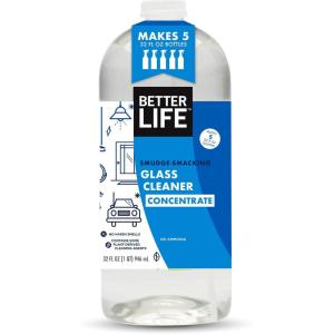 image:imageBETTER LIFE Glass Cleaner Concentrate  StreakFree Window Cleaner for Home Kitchen Bathroom Shower Car  Works on Glass Windows Mirrors Light Fixtures  32oz Unscented